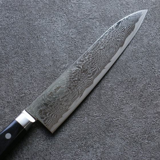 Seisuke Nami AUS10 Mirrored Finish Damascus Gyuto 210mm Black Pakka wood Handle - Japanny - Best Japanese Knife