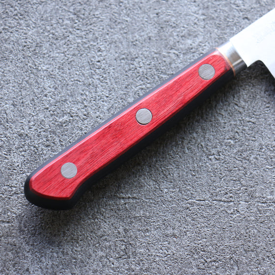 Seisuke Blue Super Migaki Finished Small Santoku 140mm Red and Black Pakka wood Handle - Japanny - Best Japanese Knife