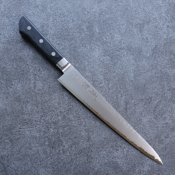 Seisuke VG5 Hammered Kasumitogi Sujihiki 240mm Black Pakka wood Handle - Japanny - Best Japanese Knife