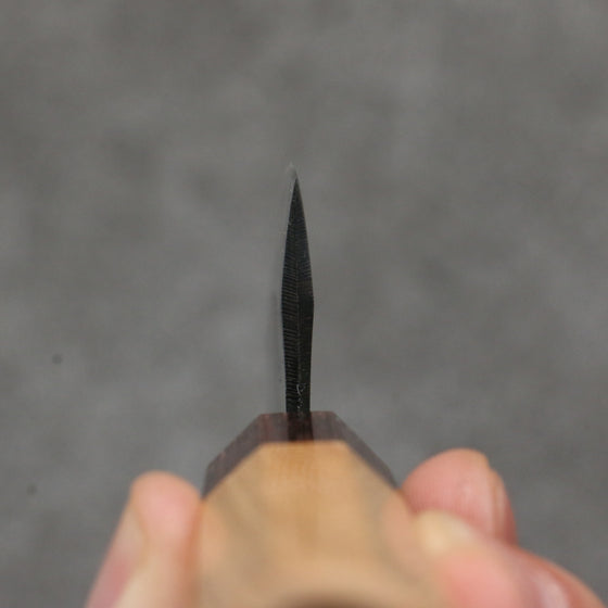 Fukube Shinbu Magomitsu Blue Steel No.2 Hammered Black Finished Deba  120mm Keyaki (Japanese Elm) Handle - Japanny - Best Japanese Knife