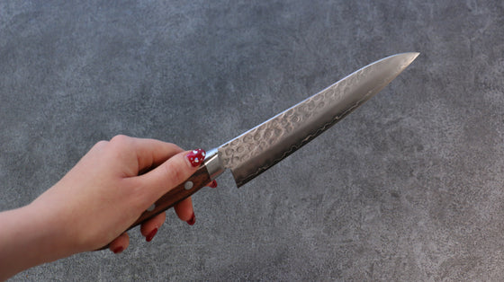 Seisuke Swedish Steel-stn Hammered Gyuto 180mm Mahogany Handle - Japanny - Best Japanese Knife