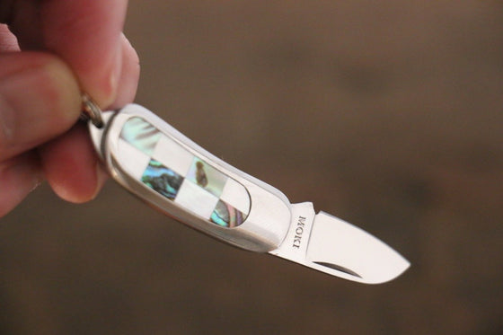 Moki Mini Pendant Pocket Knife w/ Checkered White Mother of Pearl and Abalone - Japanny - Best Japanese Knife