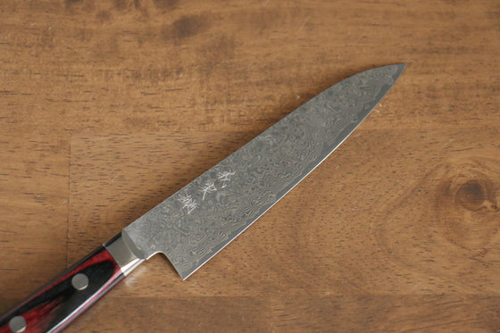 Yoshimi Kato VG10 Damascus Petty-Utility 120mm Red Pakka wood Handle - Japanny - Best Japanese Knife
