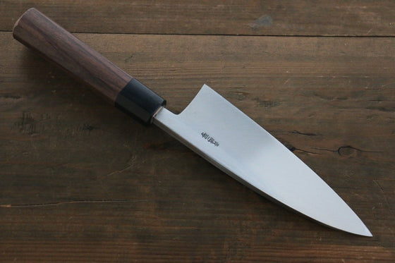 Hideo Kitaoka Blue Steel No.2 Damascus Deba 150mm Shitan Handle - Japanny - Best Japanese Knife