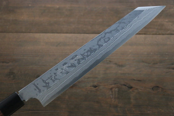 Hideo Kitaoka Blue Steel No.2 Damascus Kiritsuke Yanagiba 240mm Shitan Handle - Japanny - Best Japanese Knife