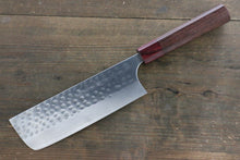  Yoshimi Kato Silver Steel No.3 Hammered Nakiri Japanese Chef Knife 165mm with Red Honduras Handle - Japanny - Best Japanese Knife