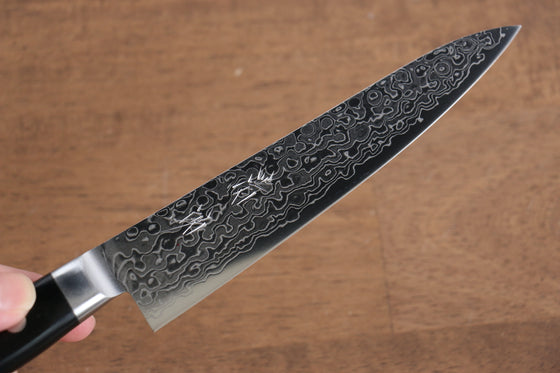 Seisuke AUS10 45 Layer Mirrored Finish Damascus Petty-Utility 135mm Black Pakka wood Handle - Japanny - Best Japanese Knife