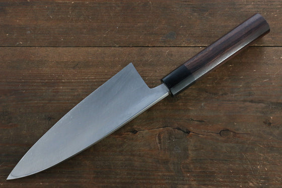Hideo Kitaoka [Left Handed] White Steel No.2 Damascus Deba 180mm Shitan Handle - Japanny - Best Japanese Knife