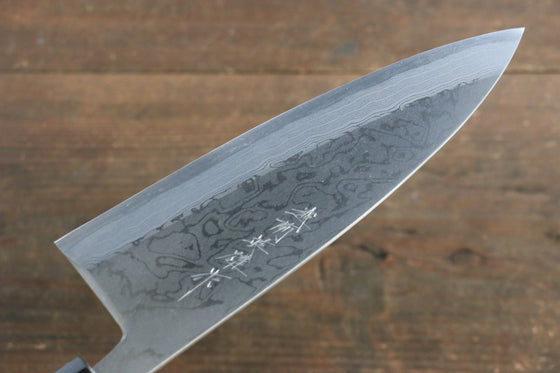 Hideo Kitaoka [Left Handed] White Steel No.2 Damascus Deba 180mm Shitan Handle - Japanny - Best Japanese Knife