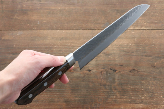 Seisuke AUS8 Hammered Santoku 180mm with Brown Pakka wood Handle - Japanny - Best Japanese Knife