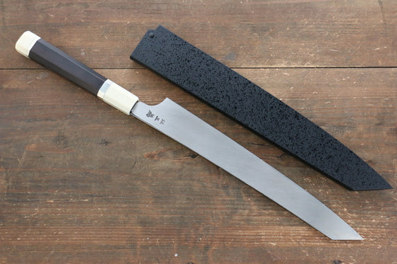 Sakai Takayuki Hien Silver Steel No.3 Mirrored Finish Kiritsuke Yanagiba 270mm Ebony with Double Ring Handle with Sheath - Japanny - Best Japanese Knife