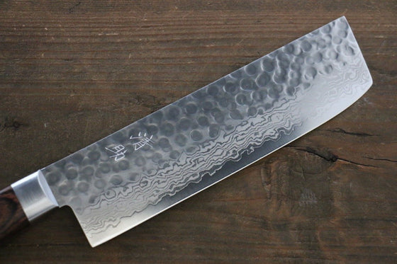 Seisuke VG10 17 Layer Damascus Nakiri 165mm Mahogany Handle - Japanny - Best Japanese Knife