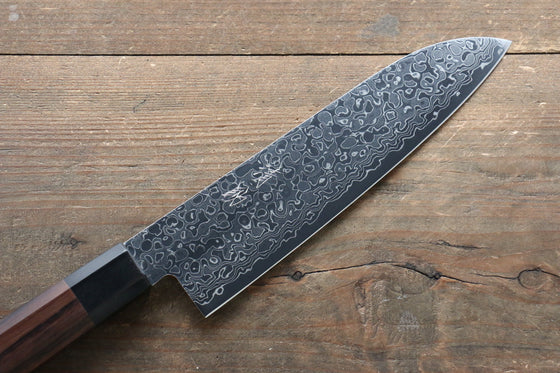 Seisuke AUS10 Damascus Santoku 180mm Shitan Handle - Japanny - Best Japanese Knife
