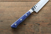Seisuke Aotsuchi AUS10 Hammered Kiritsuke Petty-Utility 140mm Blue Pakka wood Handle - Japanny - Best Japanese Knife