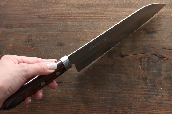 Kunihira VG1 Hammered Santoku 170mm Mahogany Handle - Japanny - Best Japanese Knife