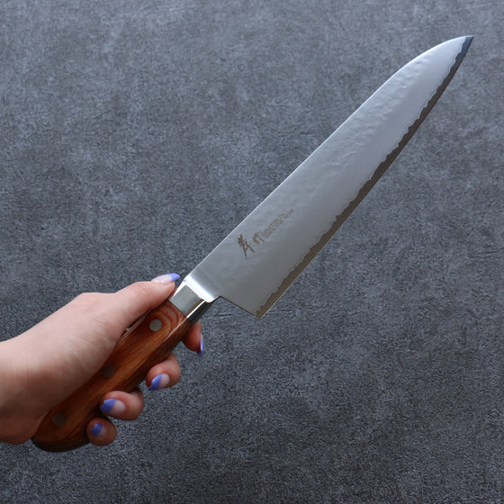 Sakai Takayuki VG5 Hammered Gyuto 240mm Brown Pakka wood Handle - Japanny - Best Japanese Knife