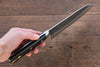 Yoshimi Kato Blue Super Kurouchi Hammered(Maru) Santoku 160mm with Black Micarta Handle - Japanny - Best Japanese Knife