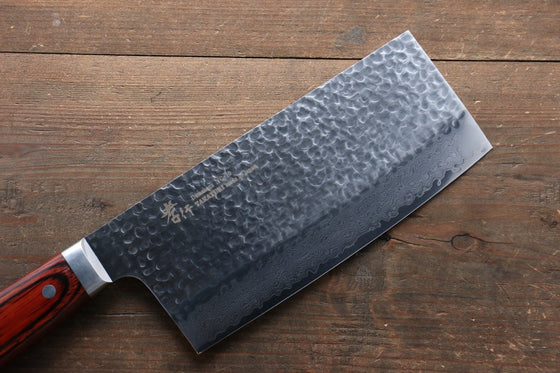 Sakai Takayuki VG10 33 Layer Damascus Chinese Cleaver 195mm Mahogany Pakka wood Handle - Japanny - Best Japanese Knife