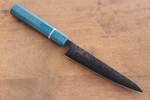  Seisuke VG5 Nashiji black dye Petty-Utility 150mm Blue Canvas Micarta Handle - Japanny - Best Japanese Knife