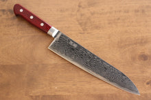  Seisuke Nami AUS10 Mirrored Finish Damascus Gyuto 210mm Red Pakka wood Handle - Japanny - Best Japanese Knife