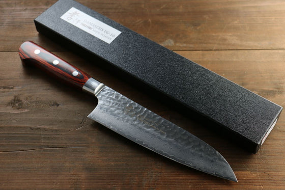Sakai Takayuki VG10 33 Layer Damascus Santoku 180mm Mahogany Pakka wood Handle - Japanny - Best Japanese Knife