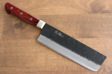  Seisuke Kuronashi Blue Super Nashiji Kurouchi Nakiri 165mm Red Pakka wood Handle - Japanny - Best Japanese Knife