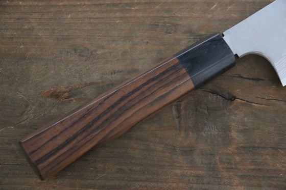 Hideo Kitaoka White Steel No.2 Damascus Kakugata Usuba 180mm Shitan Handle - Japanny - Best Japanese Knife
