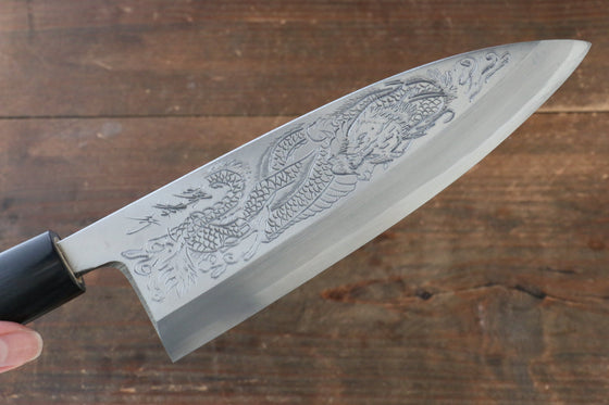Sakai Takayuki Kasumitogi White Steel Ittouryumon engraving Deba - Japanny - Best Japanese Knife