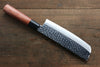 Kanetsune DSR-1K6 Hammered Nakiri 165mm Red Pakka wood Handle - Japanny - Best Japanese Knife