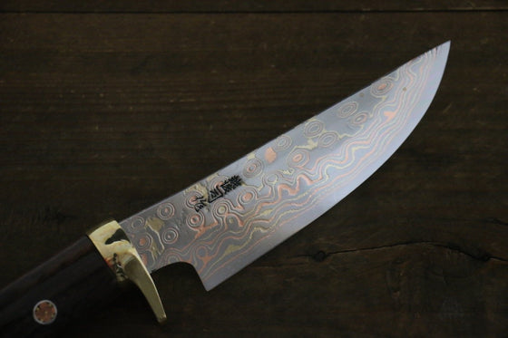 Tsukasa Hinoura Blue Steel No.2 Colored Damascus  Hunter Knife Japanese Chef Knife 135mm - Japanny - Best Japanese Knife