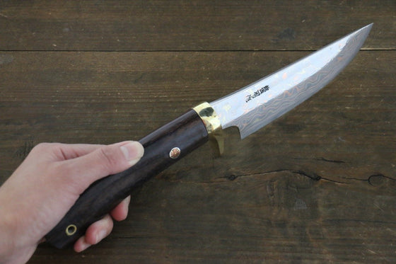 Tsukasa Hinoura Blue Steel No.2 Colored Damascus  Hunter Knife Japanese Chef Knife 135mm - Japanny - Best Japanese Knife