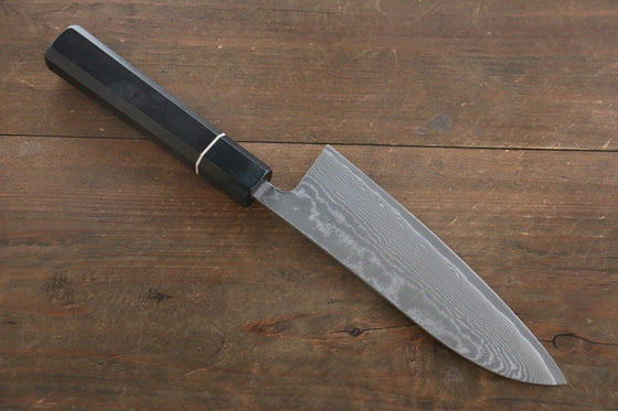 Shigeki Tanaka SG2 Damascus Santoku 165mm Ebony Wood Handle - Japanny - Best Japanese Knife