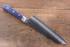 Seisuke Aotsuchi AUS10 Hammered Kiritsuke Santoku 195mm Blue Pakka wood Handle with Sheath - Japanny - Best Japanese Knife