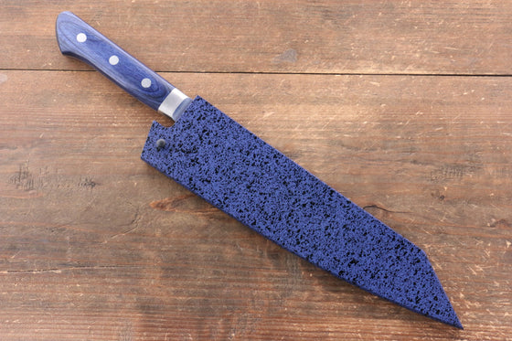 Seisuke Aotsuchi AUS10 Hammered Kiritsuke Santoku 195mm Blue Pakka wood Handle with Sheath - Japanny - Best Japanese Knife