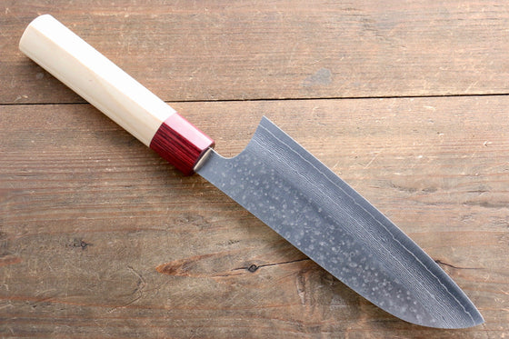 Seisuke VG10 16 Layer Hammered Damascus Santoku 165mm with Magnolia Handle - Japanny - Best Japanese Knife
