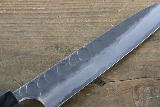Seisuke Blue Steel No.2 Hammered Kurouchi Petty-Utility 150mm Shitan Handle - Japanny - Best Japanese Knife