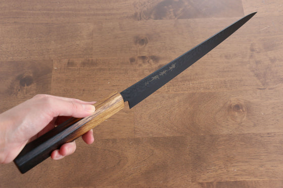 Sakai Takayuki Kurokage VG10 Hammered Teflon Coating Sujihiki 240mm Burnt Oak Handle - Japanny - Best Japanese Knife