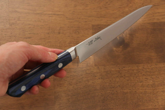 Seisuke Seiten Molybdenum Petty-Utility 150mm Blue Pakka wood Handle with Sheath - Japanny - Best Japanese Knife