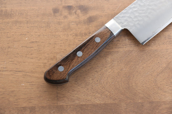 Seisuke AUS8 Hammered Nakiri 165mm Brown Pakka wood Handle - Japanny - Best Japanese Knife