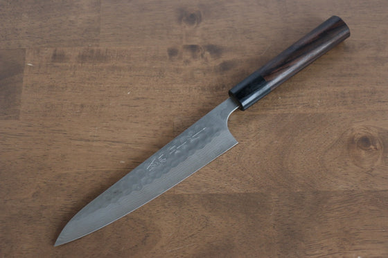 Nao Yamamoto SRS13 Damascus Hammered(Maru) Petty-Utility 160mm Shitan Handle - Japanny - Best Japanese Knife