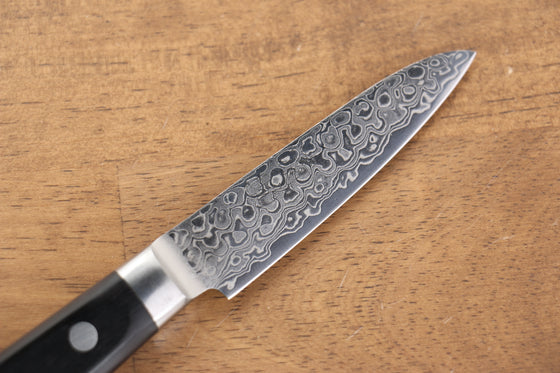 Seisuke Kagami AUS10 Mirrored Finish Damascus Petty-Utility 80mm Black Pakka wood Handle - Japanny - Best Japanese Knife