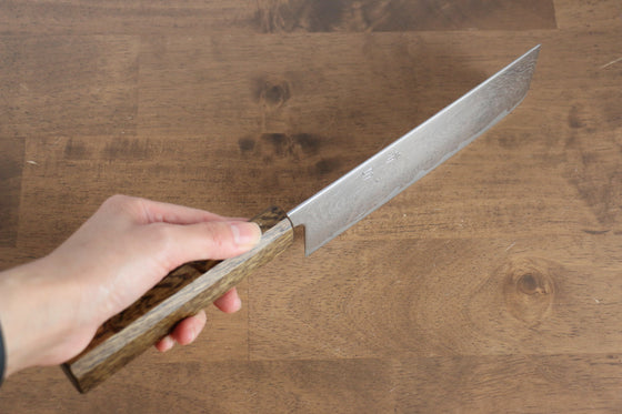 Seisuke Nami AUS10 Mirrored Finish Damascus Nakiri 170mm Oak Handle - Japanny - Best Japanese Knife