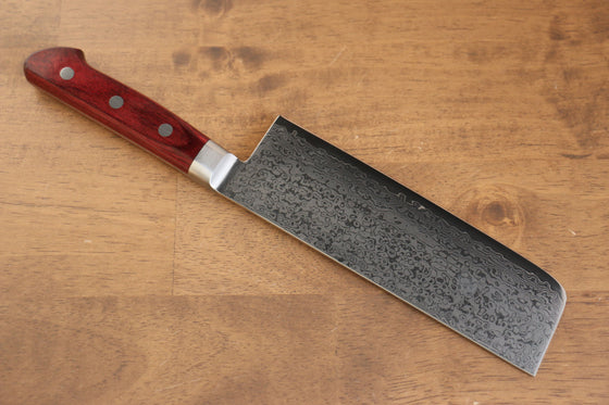 Seisuke VG10 33 Layer Mirrored Finish Damascus Nakiri  165mm Red Pakka wood Handle - Japanny - Best Japanese Knife