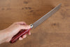 Seisuke VG10 33 Layer Mirrored Finish Damascus Nakiri  165mm Red Pakka wood Handle - Japanny - Best Japanese Knife