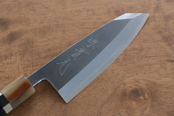 Jikko Shiko White Steel Kiritsuke Deba 120mm Ebony with Double Ring Handle - Japanny - Best Japanese Knife