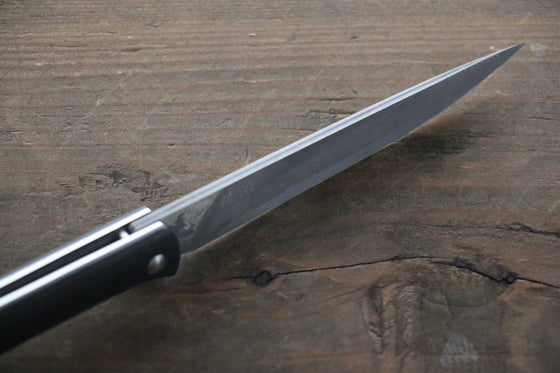 Takeshi Saji R2/SG2 Black Damascus Folding Steak Knife Japanese Chef Knife 100mm Black Micarta Handle - Japanny - Best Japanese Knife