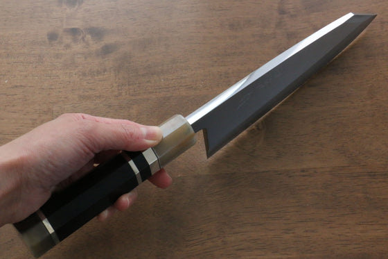 Jikko Shiko White Steel Kiritsuke Deba 180mm Ebony with Double Ring Handle - Japanny - Best Japanese Knife