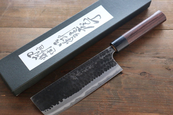 Katsushige Anryu Blue Super Nakiri 165mm Shitan Handle - Japanny - Best Japanese Knife