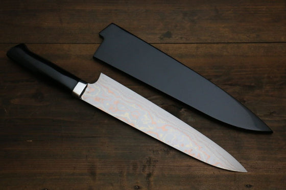 Takeshi Saji Maki-e Art Blue Steel No.2 Colored Damascus Gyuto 240mm Lacquered Handle - Japanny - Best Japanese Knife