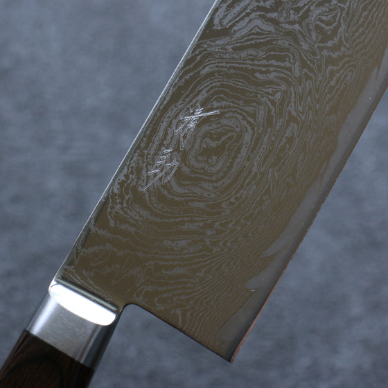 Seisuke Nami AUS10 Mirrored Finish Damascus Nakiri  165mm Brown Pakka wood Handle - Japanny - Best Japanese Knife